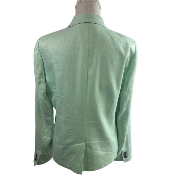 J. Crew Factory Linen Blazer Mint Green Women's sz 12 Classic Preppy Coastal - Picture 6 of 16